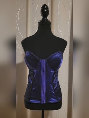 ​Vintage Morbid Threads Purple Satin Hook & Eye Corset 36C